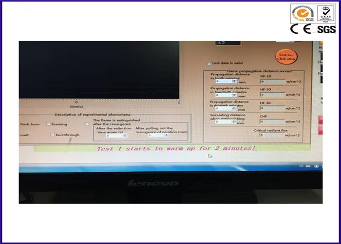 جهاز اختبار تدفق الحرارة الإشعاعي للأرضيات متوافق مع ISO 9239-1 ASTM E 846 مع ارتفاع لهب قابل للتعديل 60-120 مم وقياس تدفق الحرارة 0-15 كيلو واط/م2
