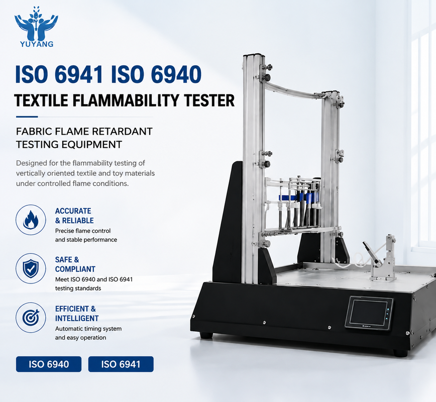 معدات اختبار القابلية للاشتعال للمنسوجات والمواد لعبة ISO 6941 ISO 6940