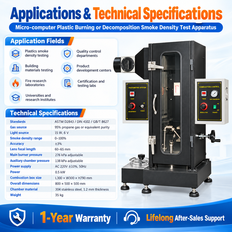 Fire Smoke Density Tester for Plastics and Building Materials | Compliant with ASTM D2843 DIN4102 GB/T 8627 Standard